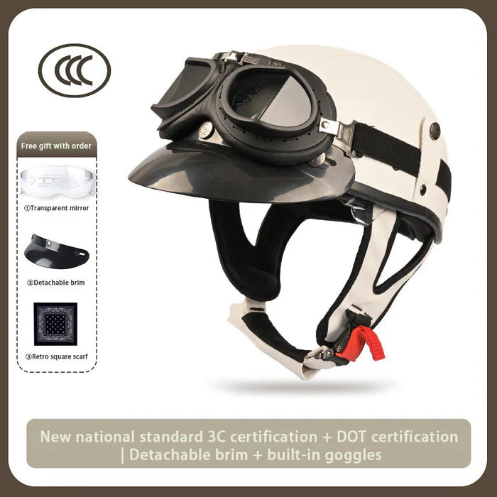 Japanese-Style Retro Summer Half Helmet –Classic White-H17