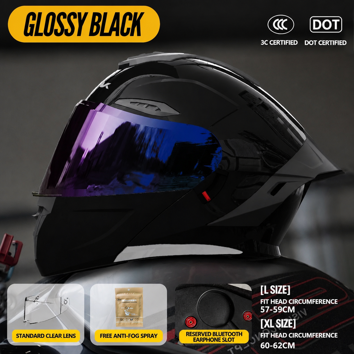 Chameleon Flip Up Motorcycle Helmet-H29