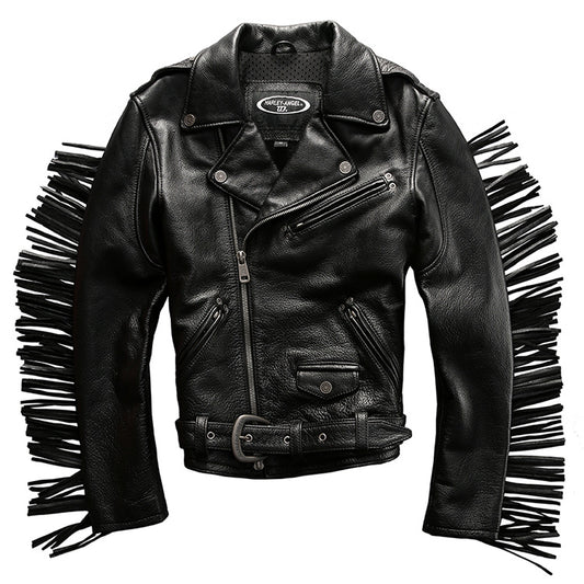 HARLEY ANGEL Harley Angel tassel cowhide leather jacket-J17
