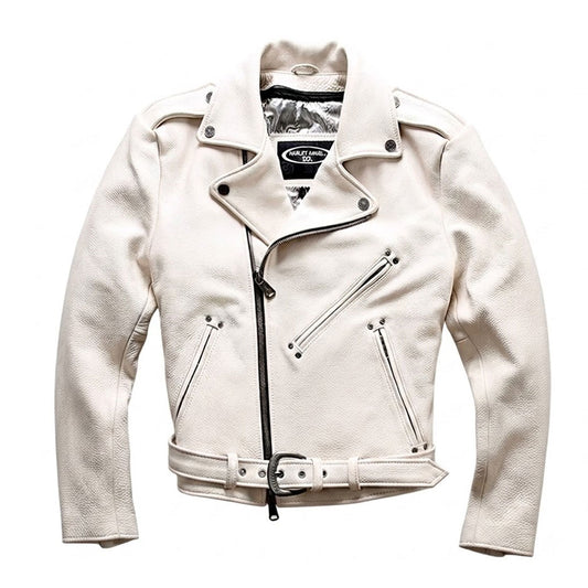 White casual genuine cowhide jacket-J28