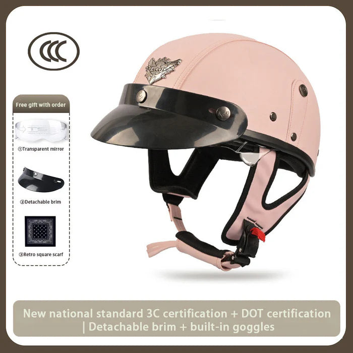 Japanese-Style Retro Summer Half Helmet –Light Pink-H20