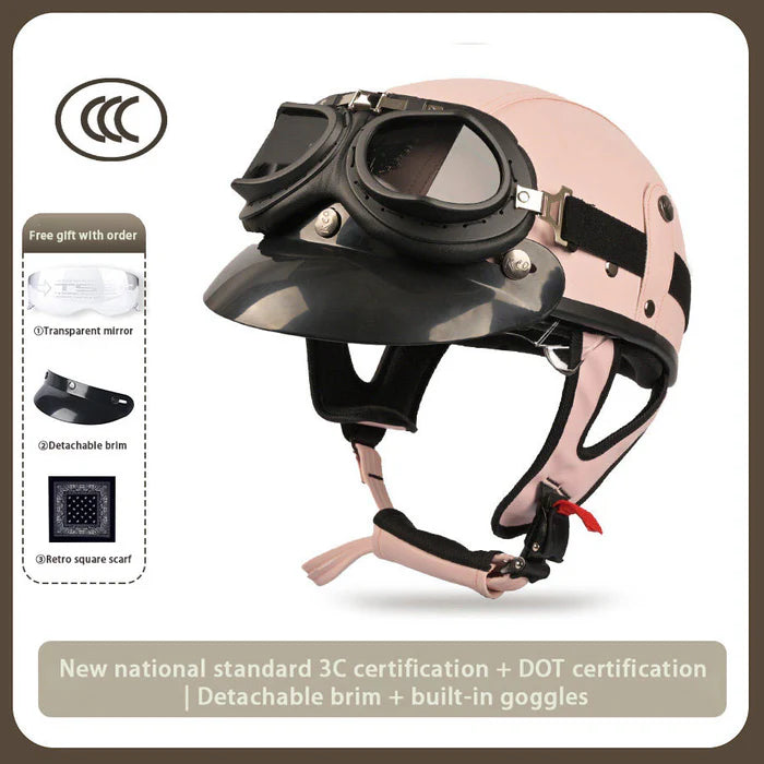 Japanese-Style Retro Summer Half Helmet –Light Pink-H20