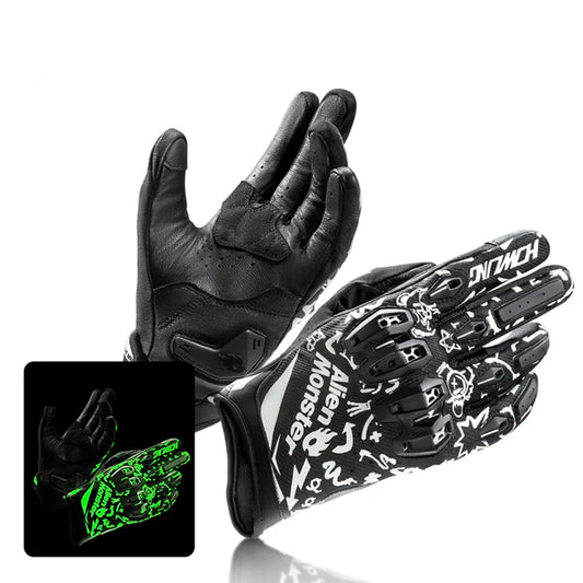 CE Certified Luminous Reflective Cycling Leather Gloves - G01