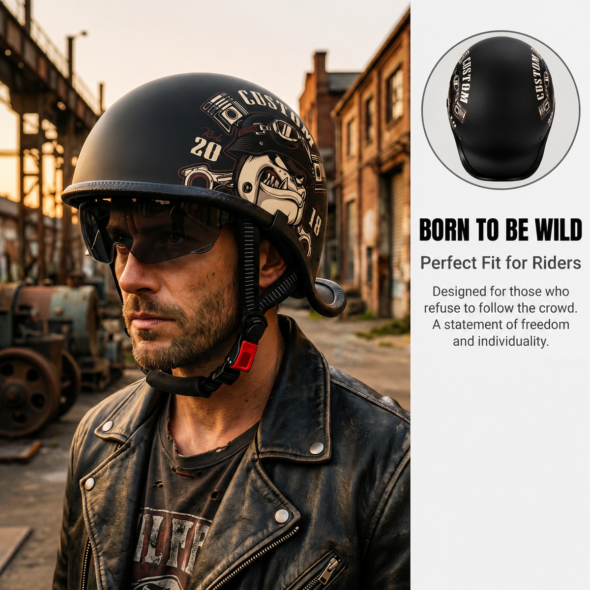 Retro motorcycle half helmet-H44