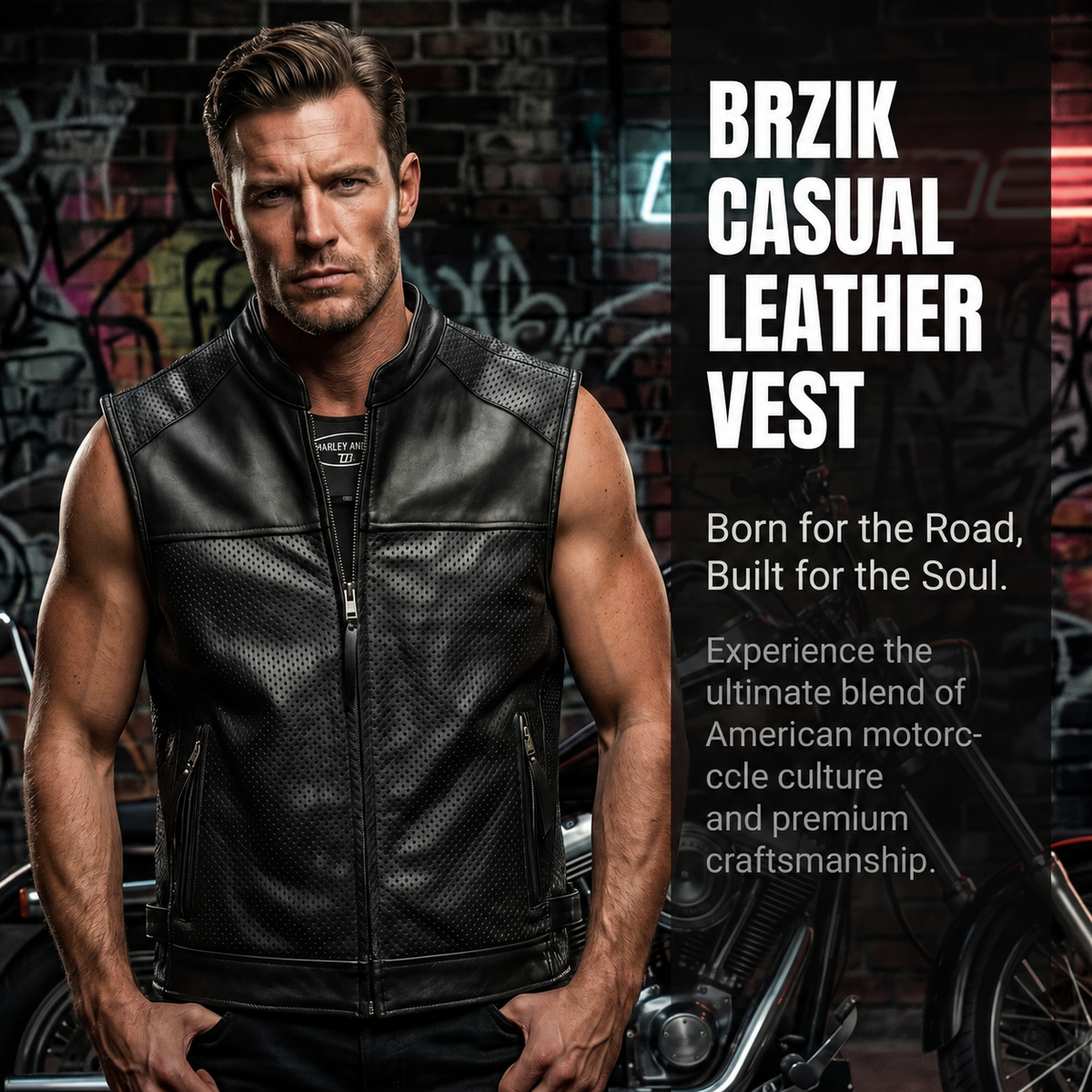 Harley Breathable Summer Mesh Leather Vest-J38