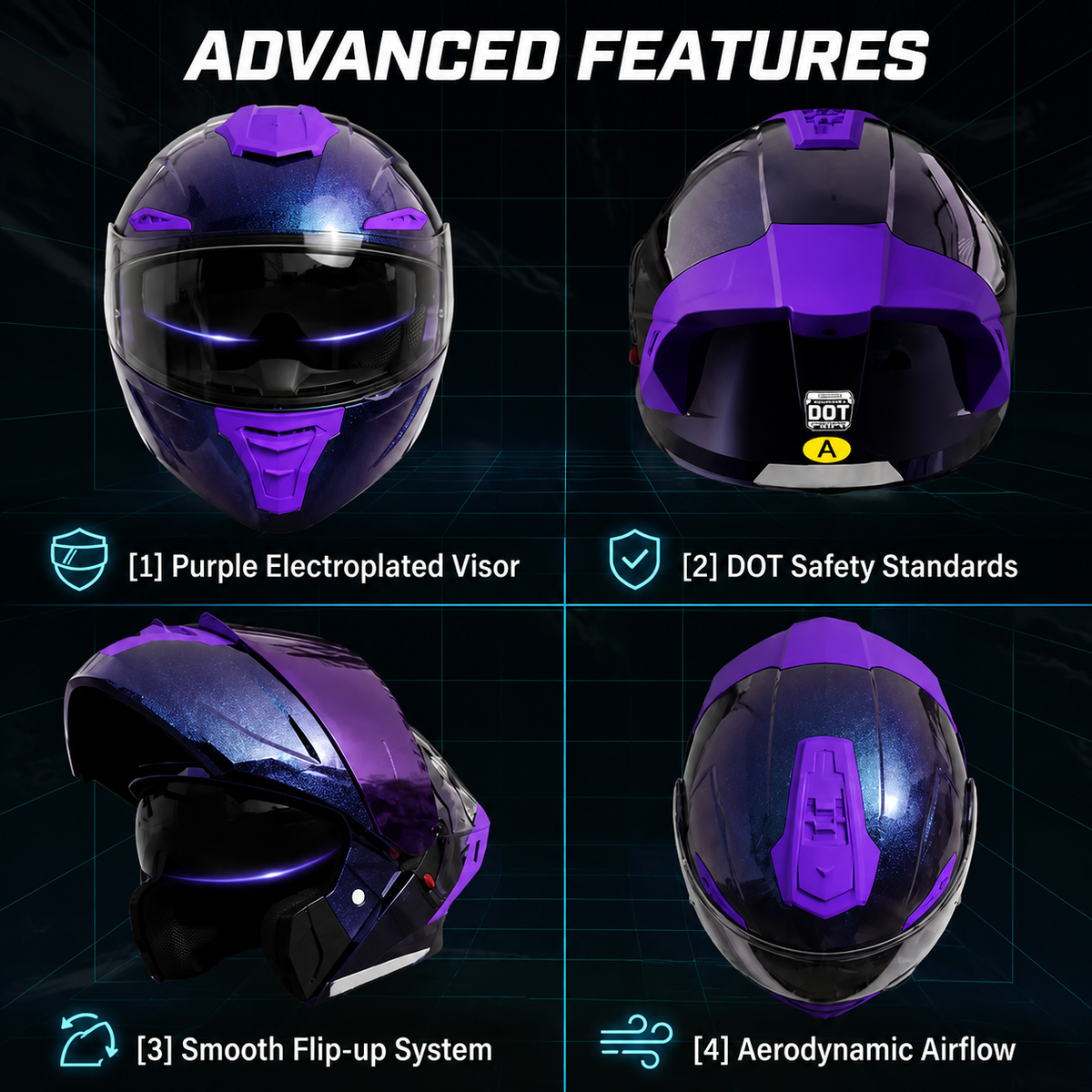 Suoer Warrior Flip Up Motorcycle Helmet-H30