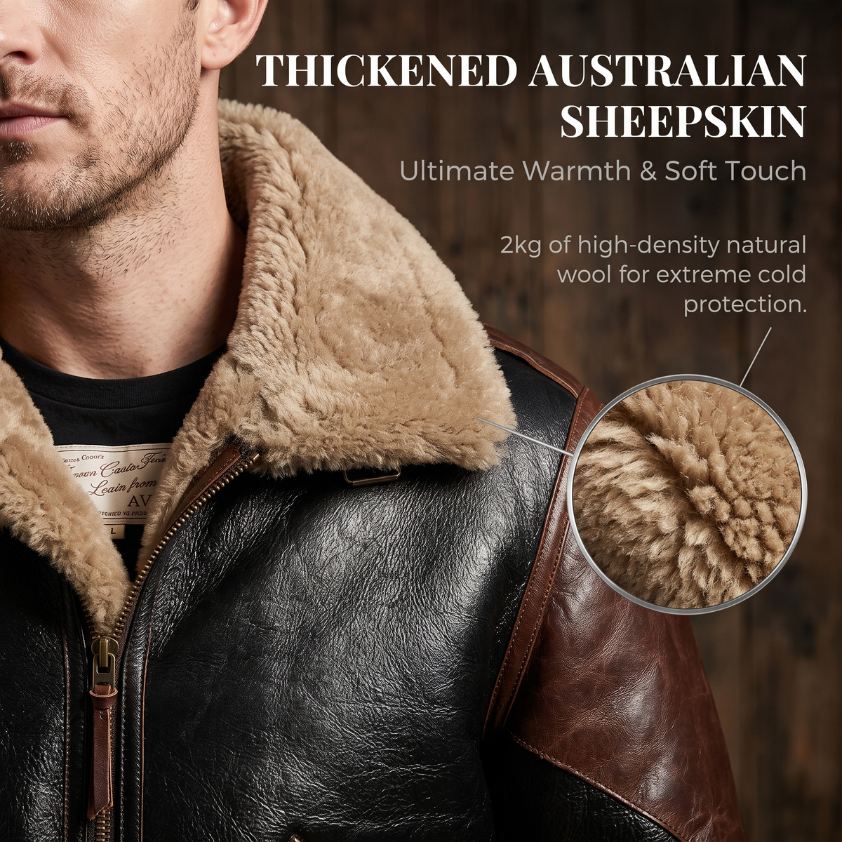 Bomber jacket unisex couple style horse leather stitching-J06