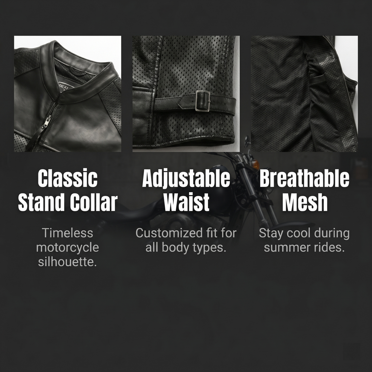 Harley Breathable Summer Mesh Leather Vest-J38